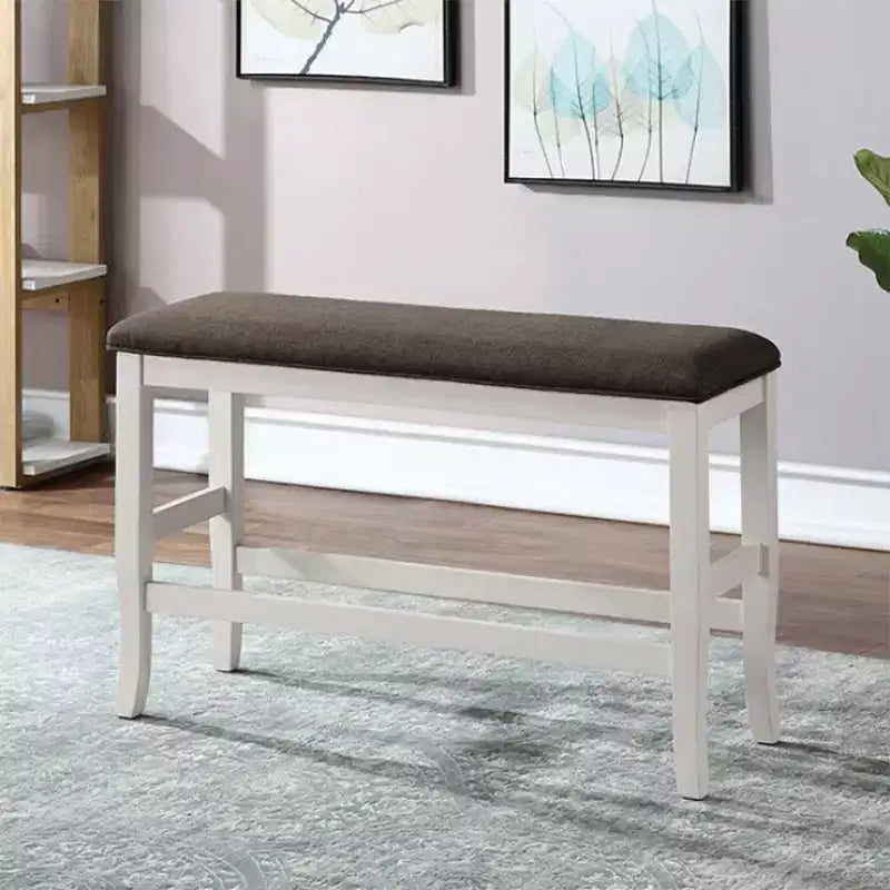Simple Relax Upholstered Counter Height Bench in Off-White and Dark Gray
