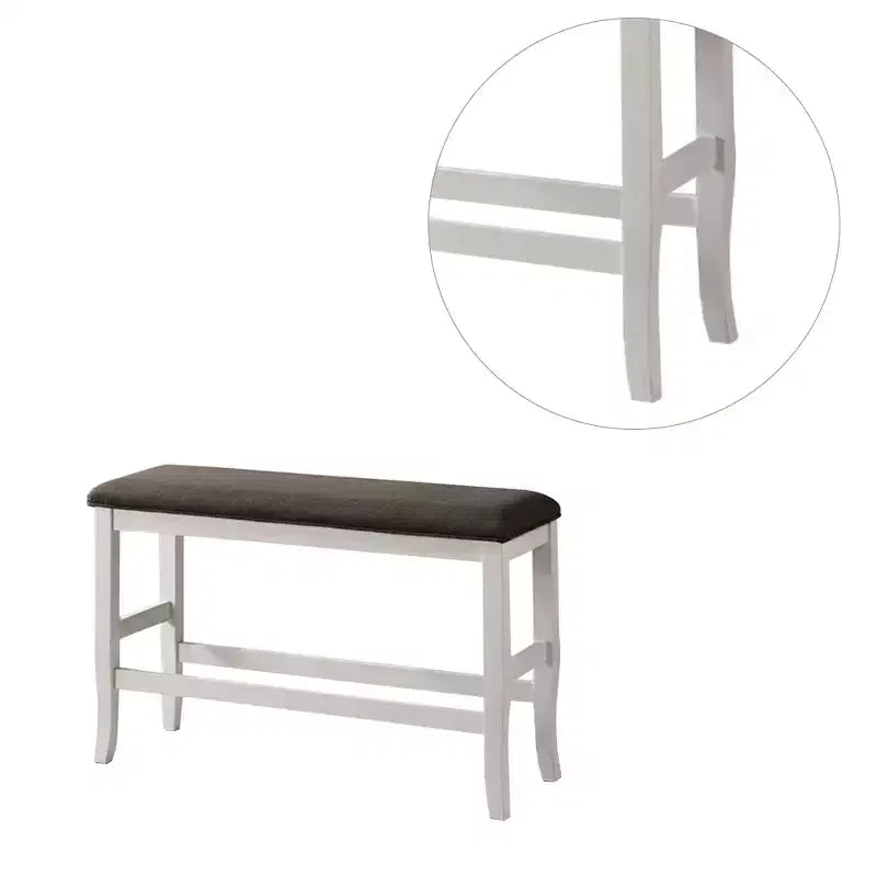 Simple Relax Upholstered Counter Height Bench in Off-White and Dark Gray