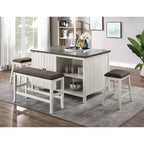 Simple Relax Upholstered Counter Height Bench in Off-White and Dark Gray