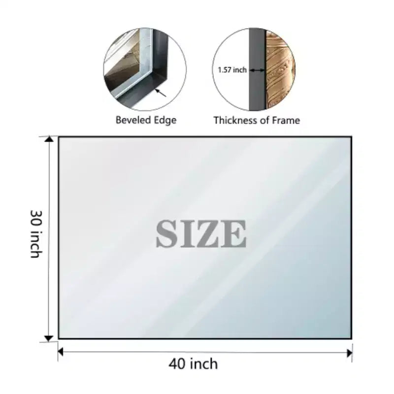 Specchio da Bagno con Cornice Smussata Argento 40x30: Cornice ad Angolo Retto, Montaggio a Parete, Orizzontale/Verticale