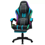Sedia da gioco massaggiante Hoffree Extra Large, sedia da ufficio ergonomica per PC con altoparlante Bluetooth e luce RGB