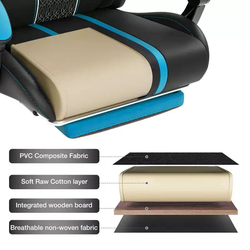 Sedia da gioco massaggiante Hoffree Extra Large, sedia da ufficio ergonomica per PC con altoparlante Bluetooth e luce RGB