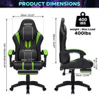 Sedia da gioco massaggiante Hoffree Extra Large, sedia da ufficio ergonomica per PC con altoparlante Bluetooth e luce RGB