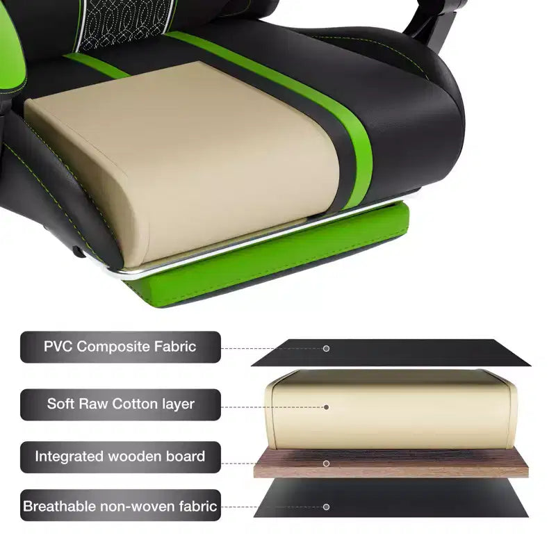 Sedia da gioco massaggiante Hoffree Extra Large, sedia da ufficio ergonomica per PC con altoparlante Bluetooth e luce RGB