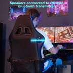 Sedia da gioco massaggiante Hoffree Extra Large, sedia da ufficio ergonomica per PC con altoparlante Bluetooth e luce RGB