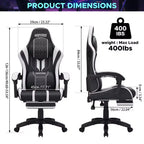 Sedia da gioco massaggiante Hoffree Extra Large, sedia da ufficio ergonomica per PC con altoparlante Bluetooth e luce RGB