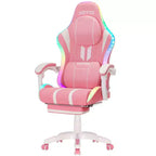 Sedia da gioco massaggiante Hoffree Extra Large, sedia da ufficio ergonomica per PC con altoparlante Bluetooth e luce RGB