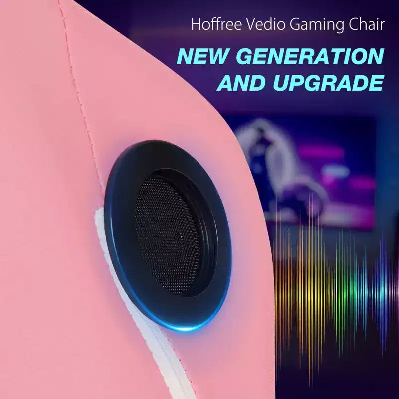Sedia da gioco massaggiante Hoffree Extra Large, sedia da ufficio ergonomica per PC con altoparlante Bluetooth e luce RGB