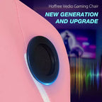 Sedia da gioco massaggiante Hoffree Extra Large, sedia da ufficio ergonomica per PC con altoparlante Bluetooth e luce RGB