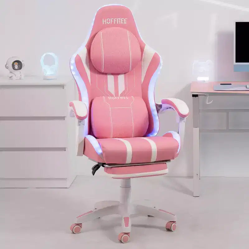 Sedia da gioco massaggiante Hoffree Extra Large, sedia da ufficio ergonomica per PC con altoparlante Bluetooth e luce RGB