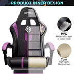 Sedia da gioco massaggiante Hoffree Extra Large, sedia da ufficio ergonomica per PC con altoparlante Bluetooth e luce RGB