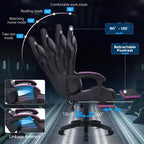 Sedia da gioco massaggiante Hoffree Extra Large, sedia da ufficio ergonomica per PC con altoparlante Bluetooth e luce RGB