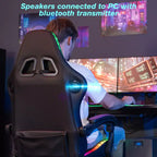 Sedia da gioco massaggiante Hoffree Extra Large, sedia da ufficio ergonomica per PC con altoparlante Bluetooth e luce RGB