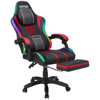 Sedia da gioco massaggiante Hoffree Extra Large, sedia da ufficio ergonomica per PC con altoparlante Bluetooth e luce RGB