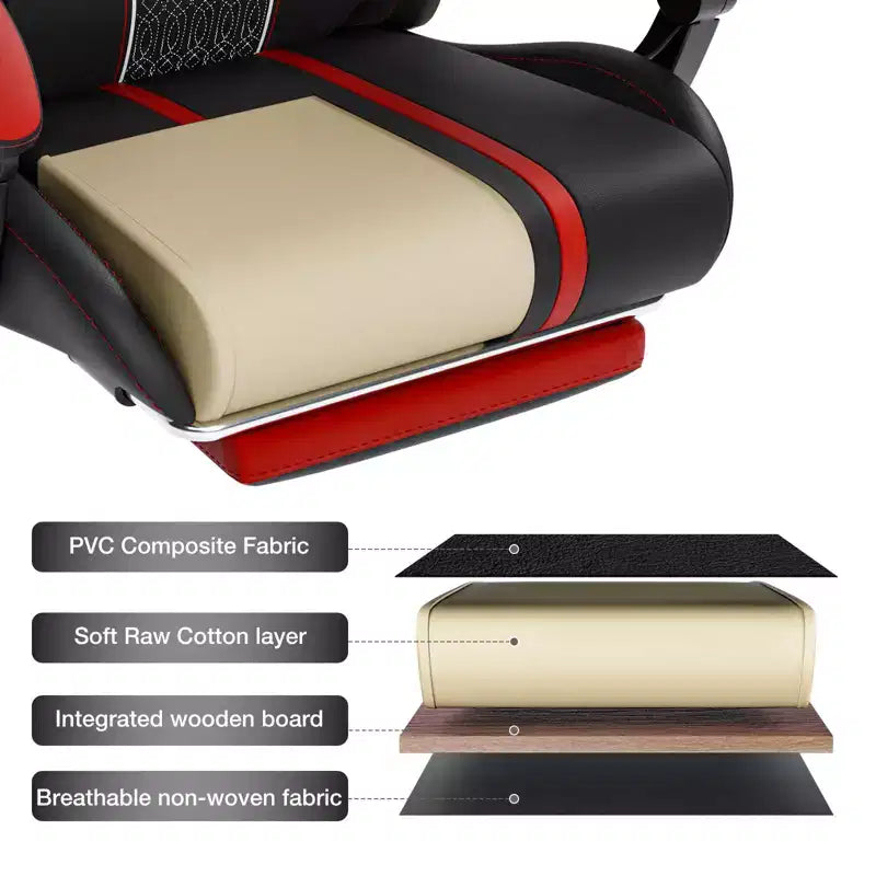 Sedia da gioco massaggiante Hoffree Extra Large, sedia da ufficio ergonomica per PC con altoparlante Bluetooth e luce RGB