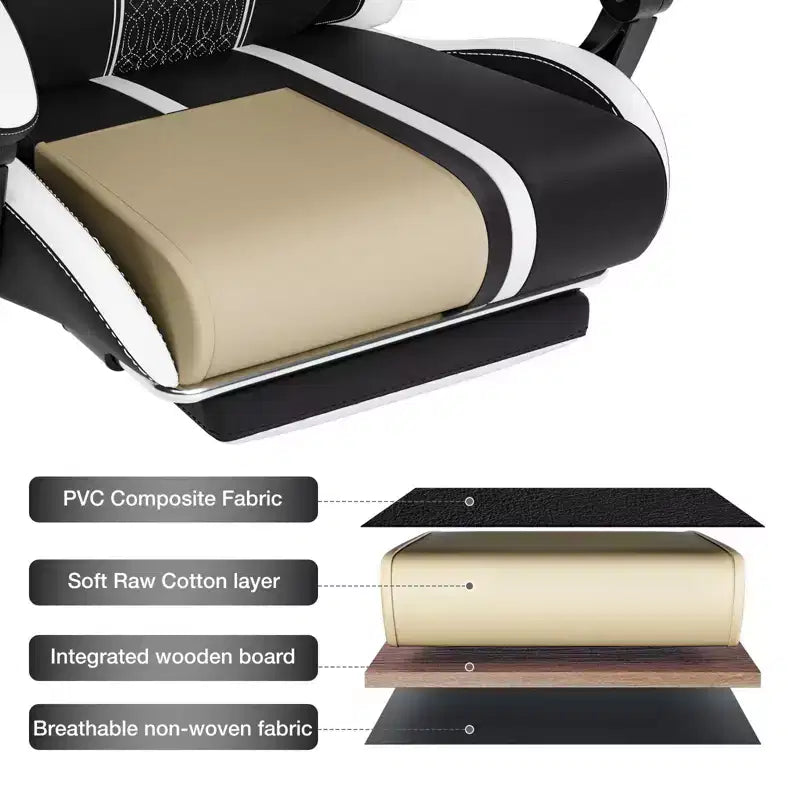 Sedia da gioco massaggiante Hoffree Extra Large, sedia da ufficio ergonomica per PC con altoparlante Bluetooth e luce RGB