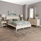 Baxton Studio Primrose Mid-Century Ivory Fluted Wood 4-Piece Bedroom Set