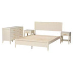 Set da camera da letto a 4 pezzi Baxton Studio Primrose Mid-Century in legno scanalato avorio