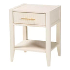Set da camera da letto a 4 pezzi Baxton Studio Primrose Mid-Century in legno scanalato avorio