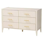 Set da camera da letto a 4 pezzi Baxton Studio Primrose Mid-Century in legno scanalato avorio