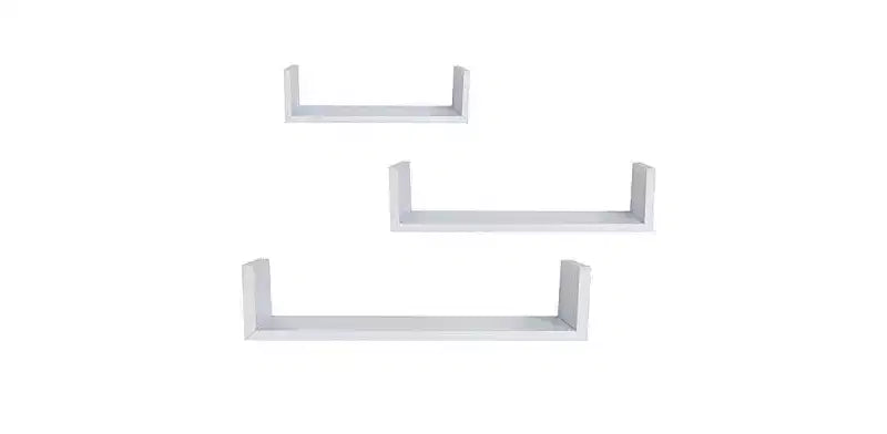 Mensole galleggianti in legno di The Lakeside Collection in bianco - Set da 3 -