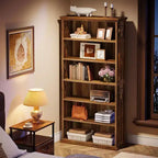 Lantine Scaffale a 6 Livelli in Legno, Libreria Alta 190 cm, Grandi Scaffali Espositivi Autoportanti, Scaffale per Libri
