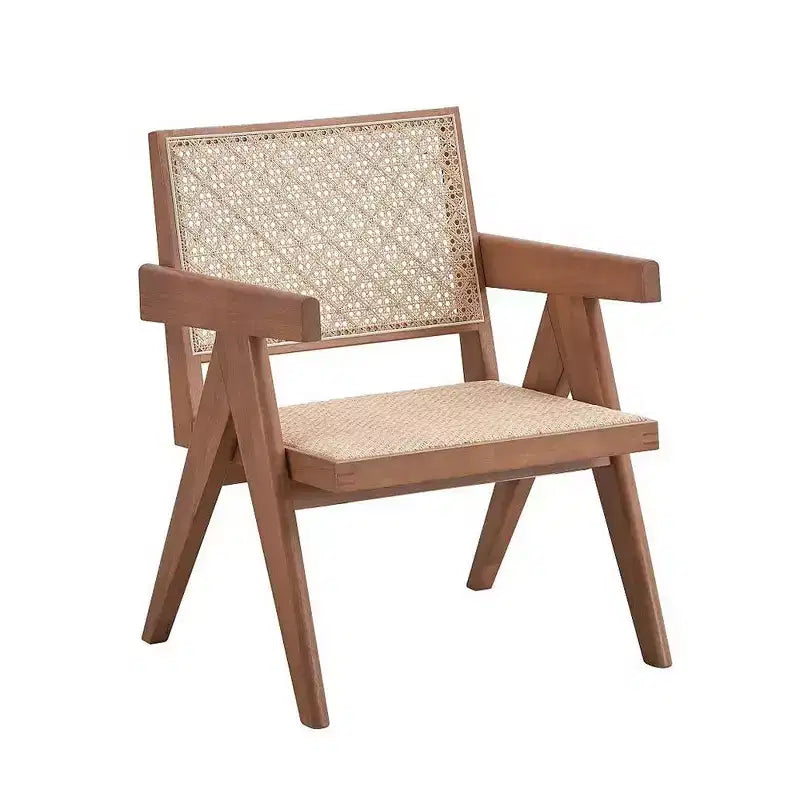 Simple Relax Rattan and Wood Accent Chair in Natural