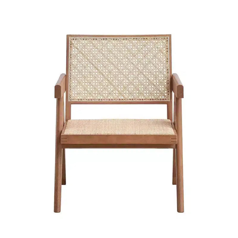 Simple Relax Rattan and Wood Accent Chair in Natural