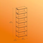 LEDREM Scaffale a 7 ripiani in filo metallico - Scaffale da cucina in metallo con ripiani regolabili, rivestimenti per ripiani, 8 ganci, 34 x 59 x 180 cm, nero