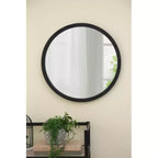 20 x 20 Circle Wall Mirror with Wooden Frame and Black Finish, Wall Mirror for Living Room, Dining Room, Foyer, Bathroom, Office