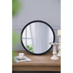 Specchio da parete circolare 20 x 20 con cornice in legno e finitura nera, specchio da parete per soggiorno, sala da pranzo, atrio, bagno, ufficio