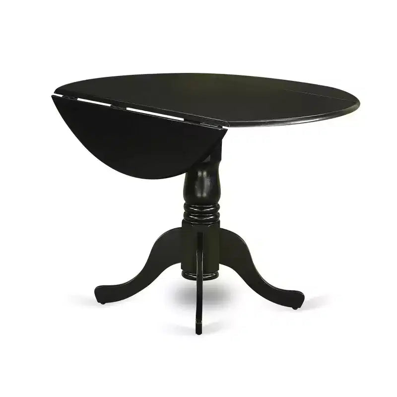 HomeStock Round Kitchen Dining Set Black Button Tufted Style