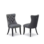 HomeStock Round Kitchen Dining Set Black Button Tufted Style