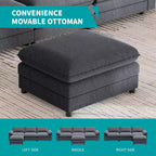 Mjkone 117''Sectional Sofa, L Shape Sofa, Cloud Couch Dupe with Movable Ottoman, 3-Seat Sofa for Living Room and Apartment