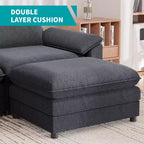Mjkone 117''Sectional Sofa, L Shape Sofa, Cloud Couch Dupe with Movable Ottoman, 3-Seat Sofa for Living Room and Apartment