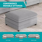 Mjkone 117''Sectional Sofa, L Shape Sofa, Cloud Couch Dupe with Movable Ottoman, 3-Seat Sofa for Living Room and Apartment