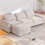 Mjkone 117''Sectional Sofa, L Shape Sofa, Cloud Couch Dupe with Movable Ottoman, 3-Seat Sofa for Living Room and Apartment