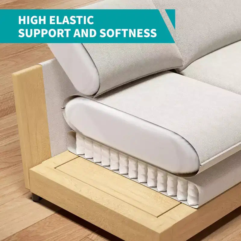 Mjkone 117''Sectional Sofa, L Shape Sofa, Cloud Couch Dupe with Movable Ottoman, 3-Seat Sofa for Living Room and Apartment