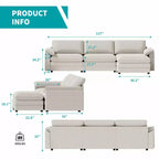 Mjkone 117''Sectional Sofa, L Shape Sofa, Cloud Couch Dupe with Movable Ottoman, 3-Seat Sofa for Living Room and Apartment