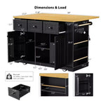 53 inch White Large Kitchen Island with Drop Leaf, Rolling Kitchen Cart on 5 Wheels with 5 Open Side Racks for Kitchen Dining Room