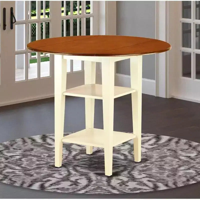 HomeStock round Kitchen Table with two shelves