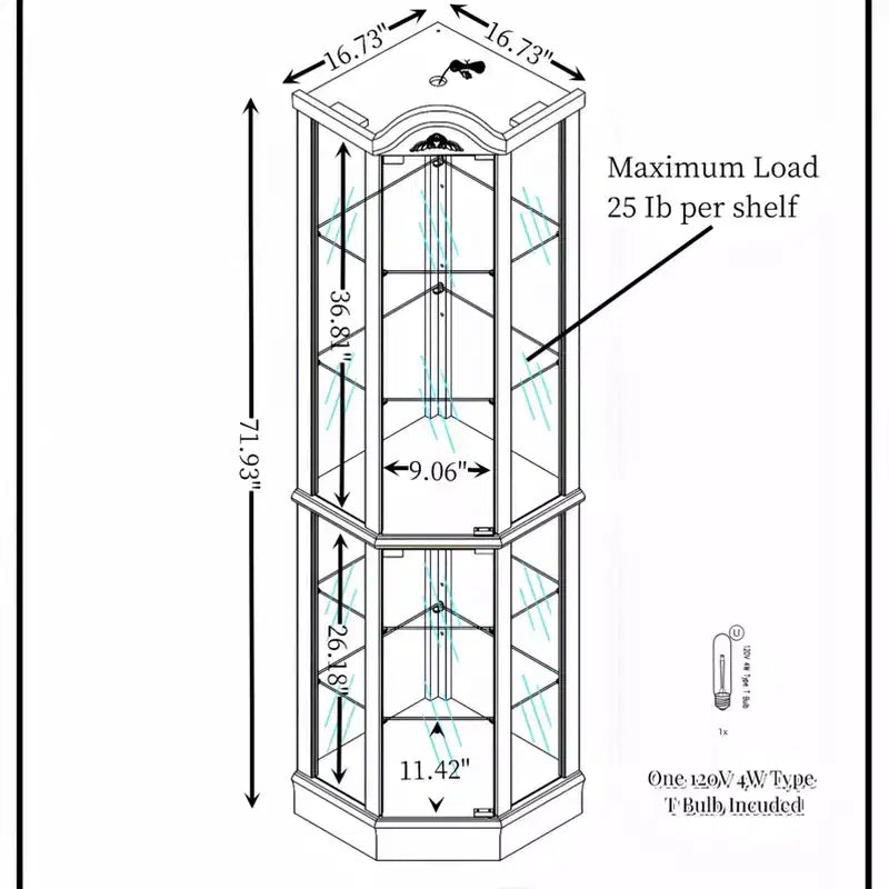 AndMakers 16.73 in. Display Cabinet with 2 Glass Doors