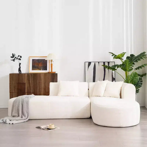 Divano sezionale curvo imbottito in stile moderno da 107.5W, divano angolare elegante a 2 pezzi - HABITRIO