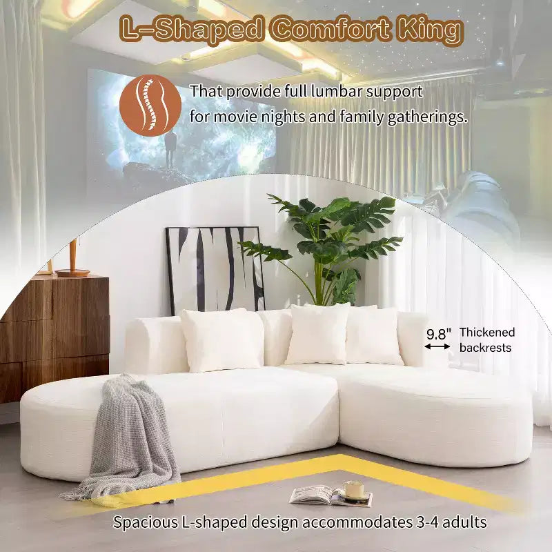 107.5W Modern Style Upholstered Curved Sectional Sofa Couch, 2-Piece Stylish Corner Sofa - HABITRIO