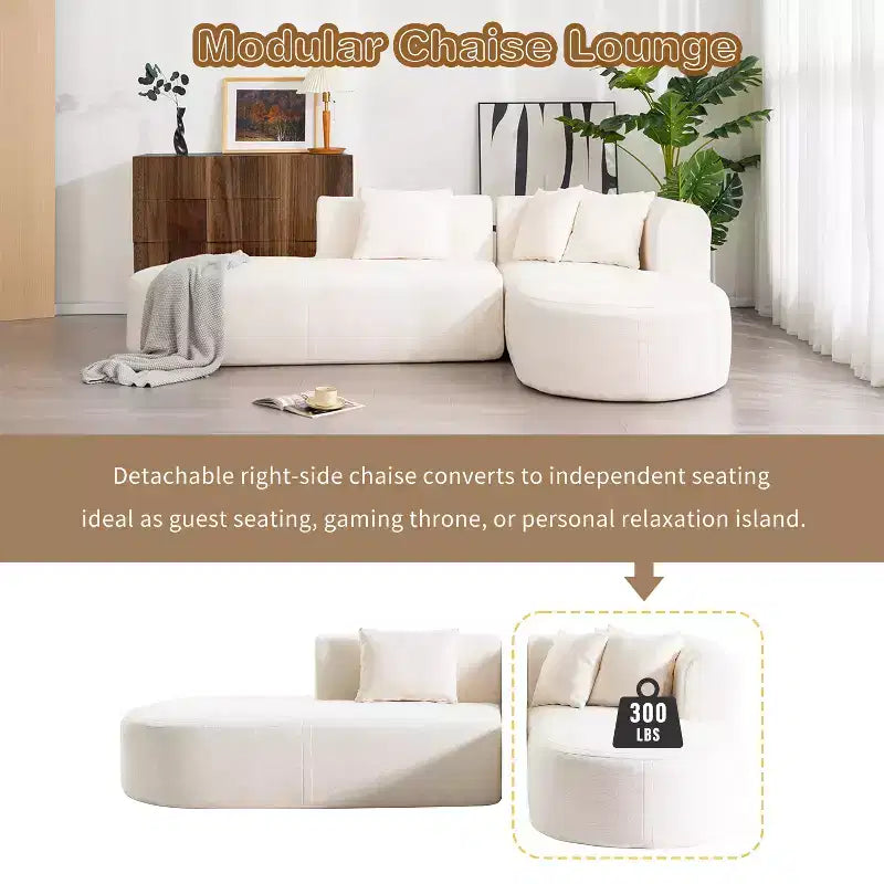 107.5W Modern Style Upholstered Curved Sectional Sofa Couch, 2-Piece Stylish Corner Sofa - HABITRIO