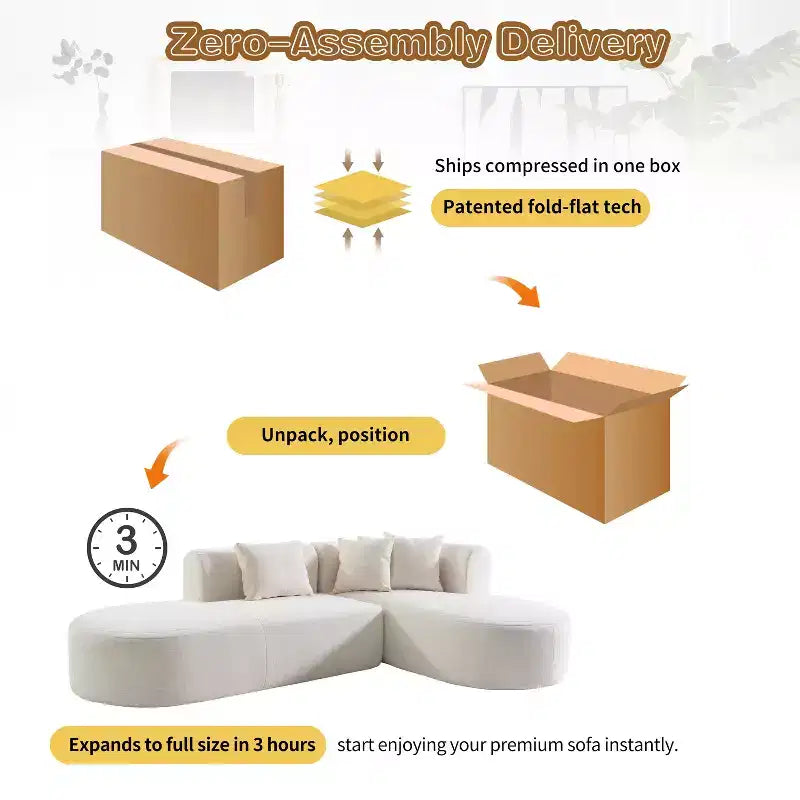 107.5W Modern Style Upholstered Curved Sectional Sofa Couch, 2-Piece Stylish Corner Sofa - HABITRIO