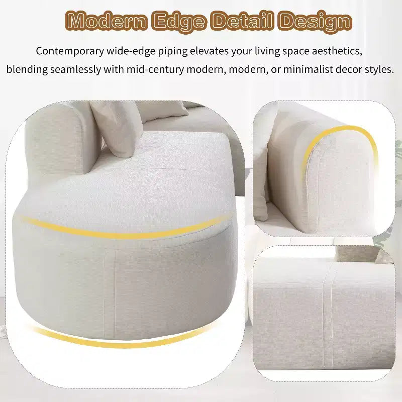 107.5W Modern Style Upholstered Curved Sectional Sofa Couch, 2-Piece Stylish Corner Sofa - HABITRIO