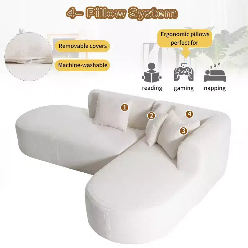 107.5W Modern Style Upholstered Curved Sectional Sofa Couch, 2-Piece Stylish Corner Sofa - HABITRIO
