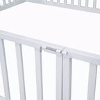 Full/Twin Size Platform Bed, House-Shaped Metal Bed Frame with Fence and Door -ModernLuxe