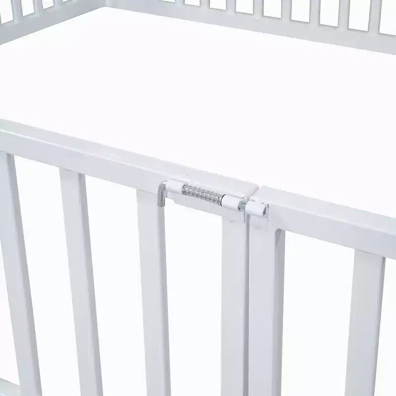 Full/Twin Size Platform Bed, House-Shaped Metal Bed Frame with Fence and Door -ModernLuxe